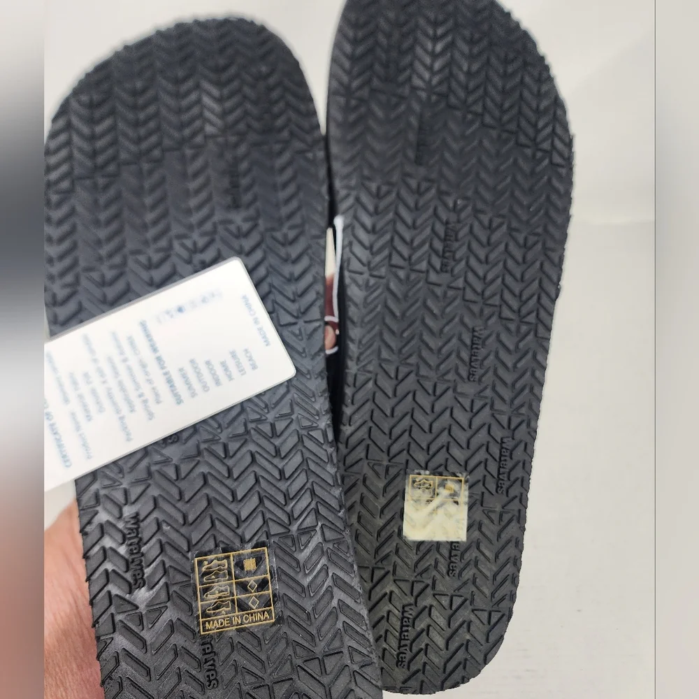 New WateLves Mens Bkack Flip Flops Sandals‎ Memory Foam Non Slip Size 9